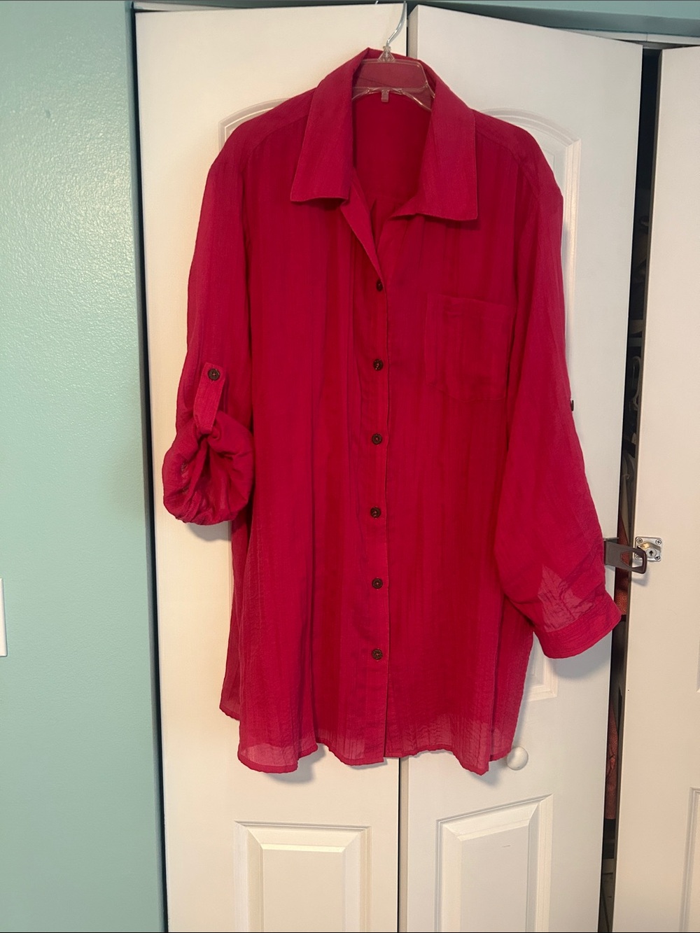 Vibrant Fuchsia Button-Front swim cover up